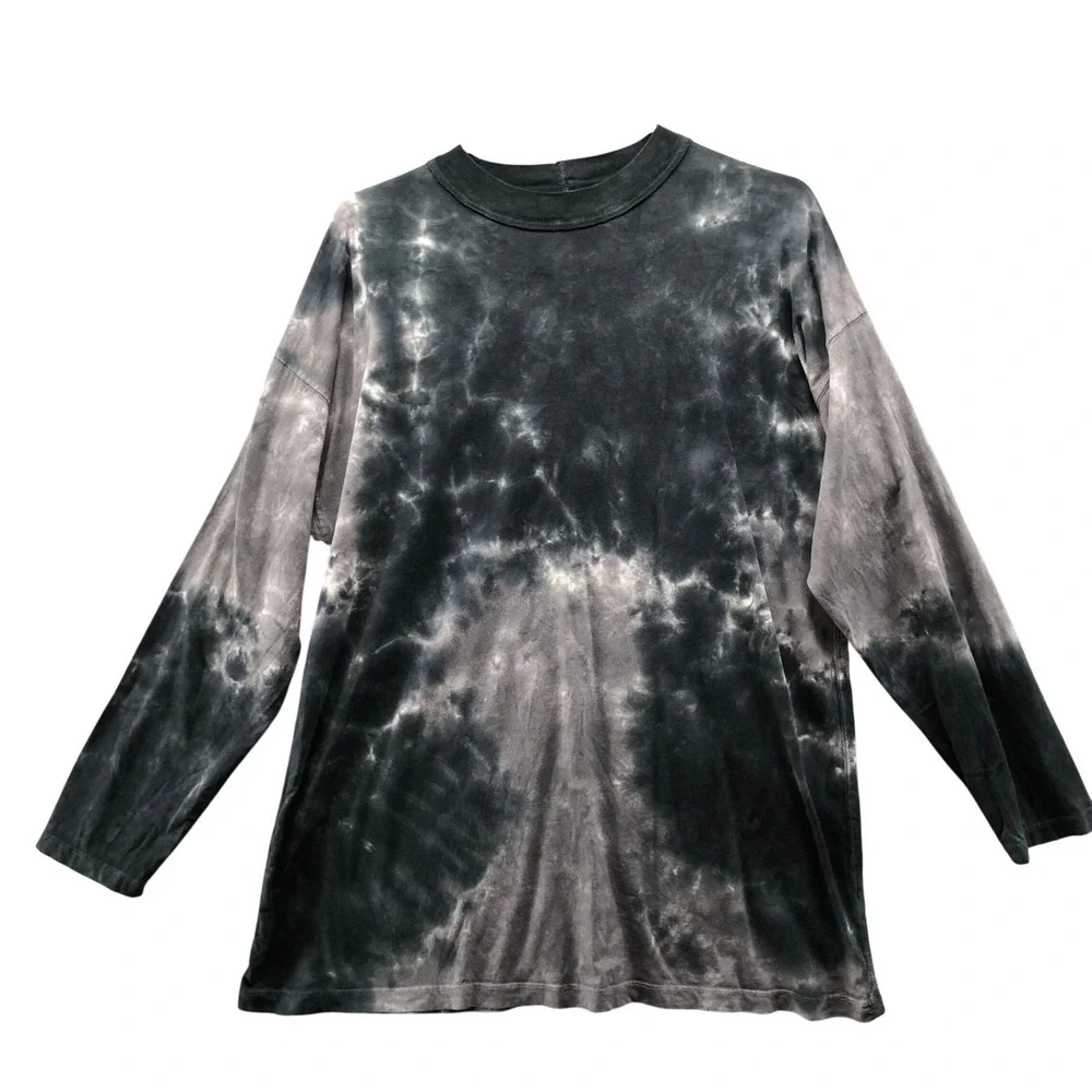 We The Free People Be Free Tie Dye Tee Womens S Long Sleeve Gray Oversized